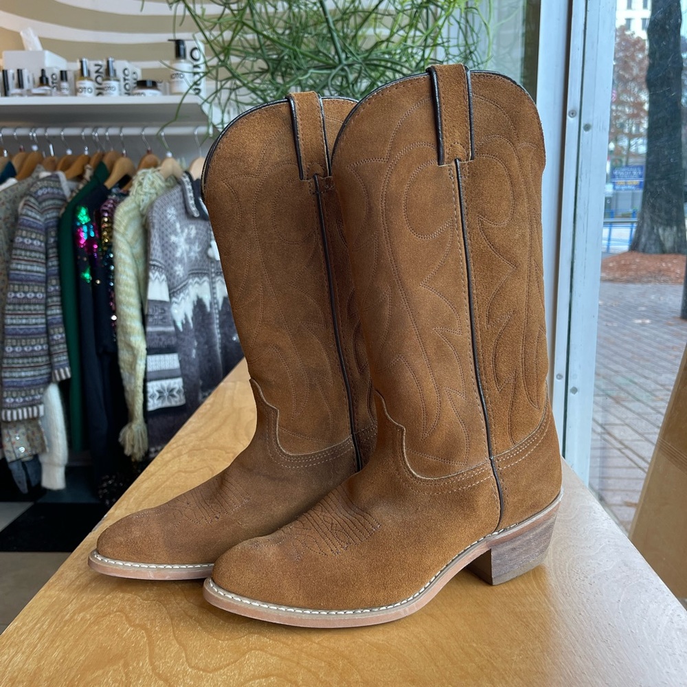 Tan Suede Durango Cowboy Boots Size 7 1/2